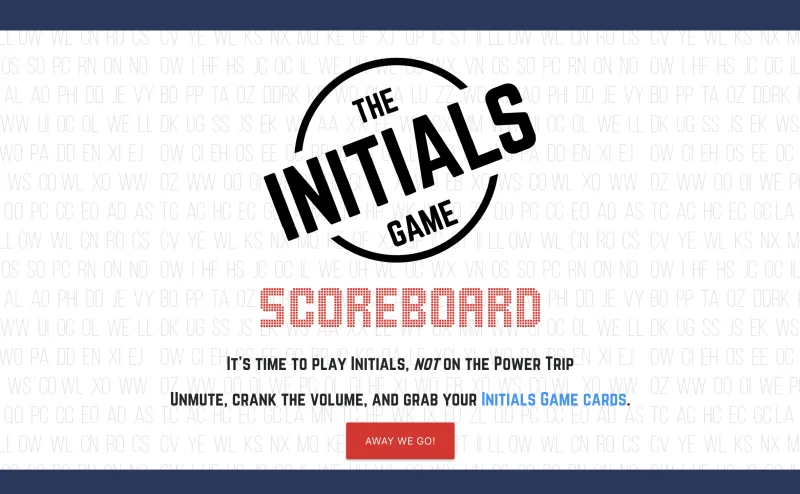 The Initials Game Scoreboard